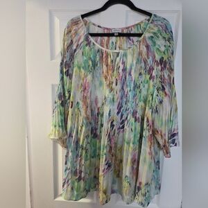 Avenue Multicolor Pastel Watercolor Tunic - Mint, Lavender, Yellow, Aqua